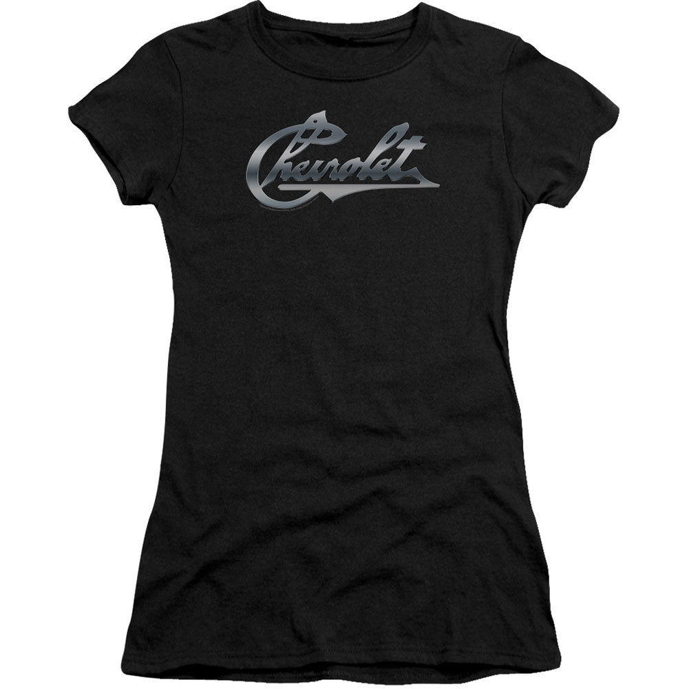 Chrome Vintage Chevy Bowtie Cap Sleeve Junior Top