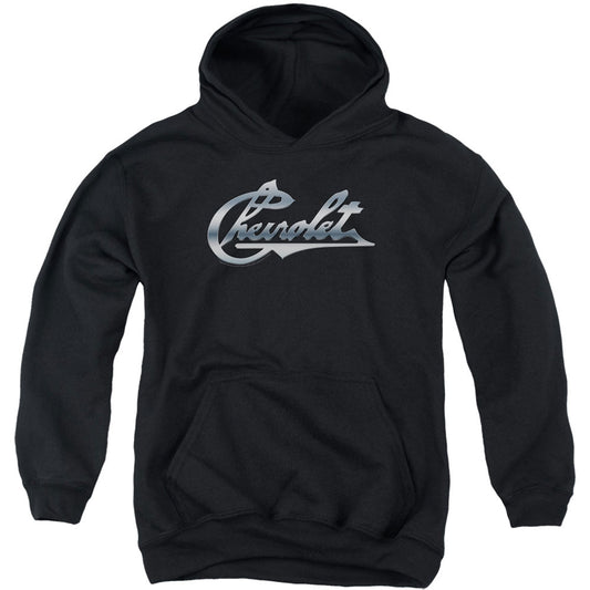 Chrome Vintage Chevy Bowtie Youth 50% Poly Hooded Sweatshirt