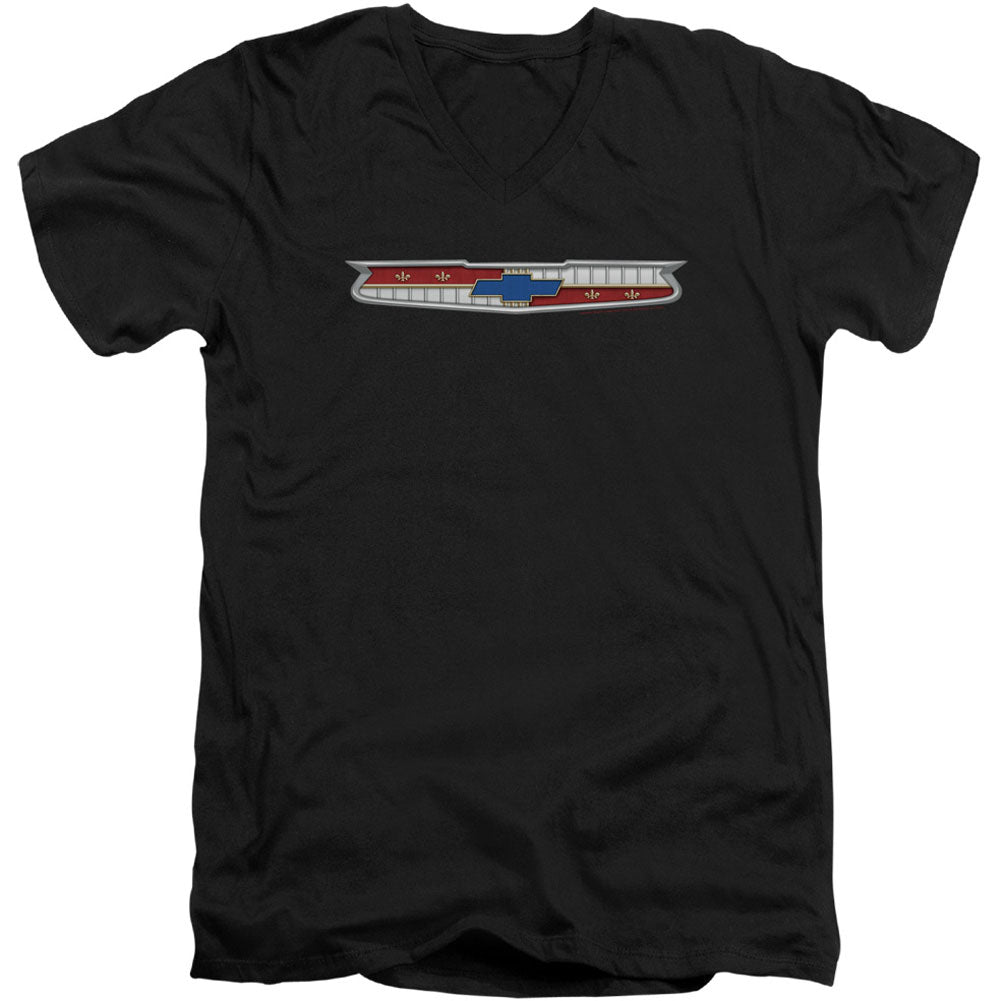Chevy 56 Bel Air Emblem Adult V-Neck Slim Fit T-shirt