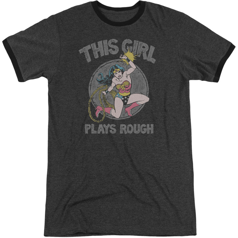 DC Comics Plays Rough Adult Ringer T-shirt