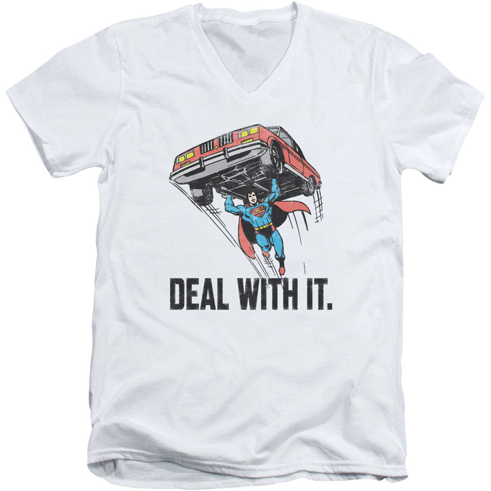 DC Comics Deal With It Adult V-Neck Slim Fit T-shirt