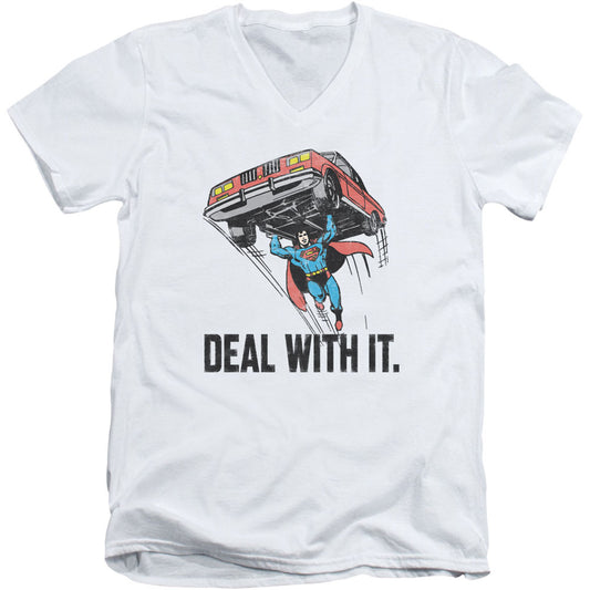 DC Comics Deal With It Adult V-Neck Slim Fit T-shirt