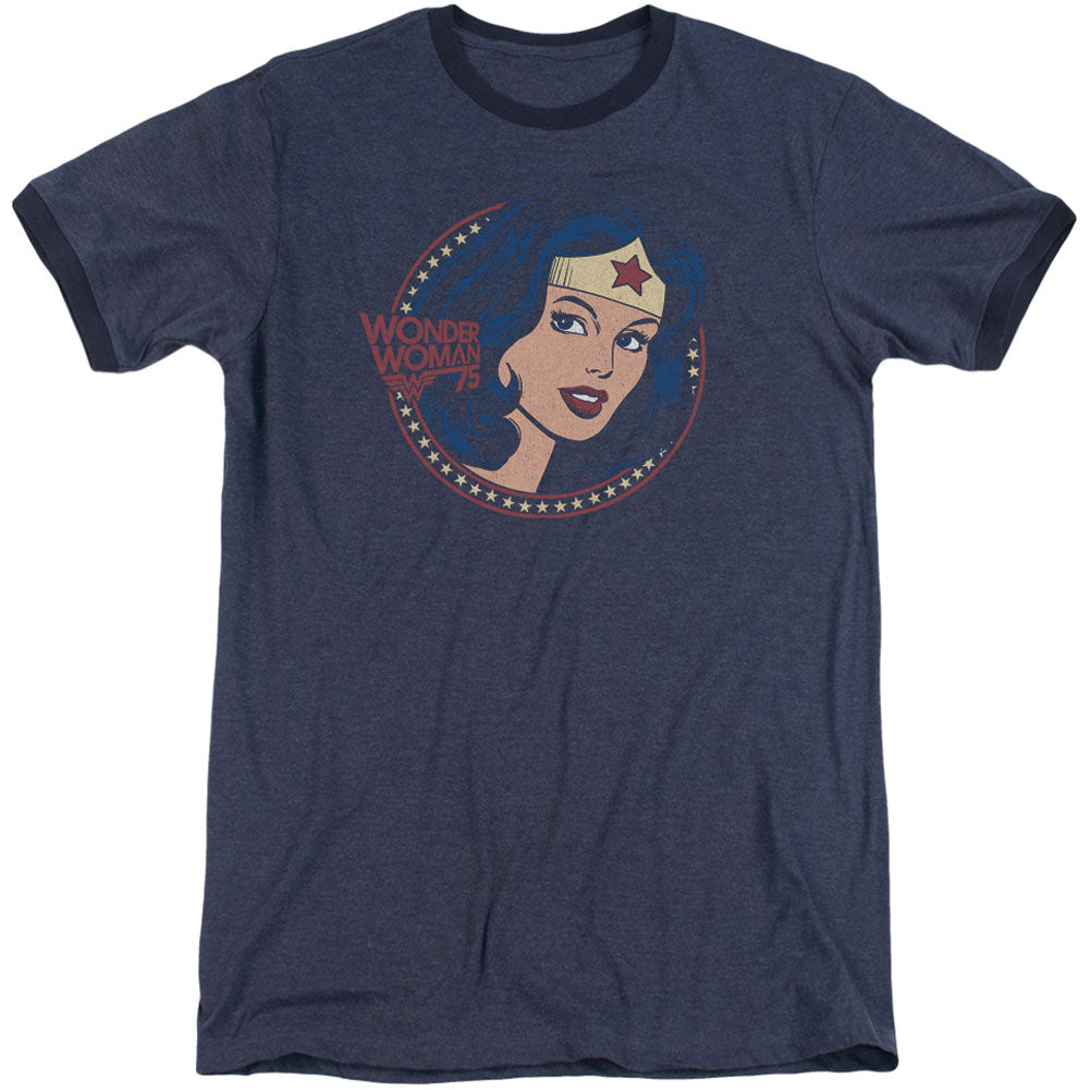 DC Comics Ww75 Starburst Portrait Adult Ringer T-shirt