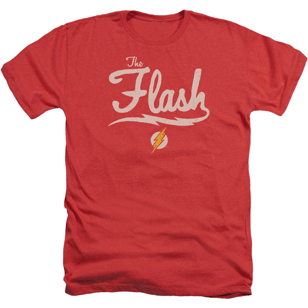 Justice League Of America Old School Flash Adult Heather 40% Poly T-shirt