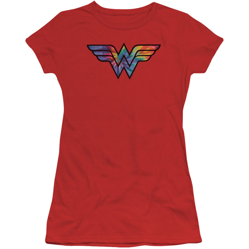 Wonder Woman Tie Dye Logo Cap Sleeve Junior Top