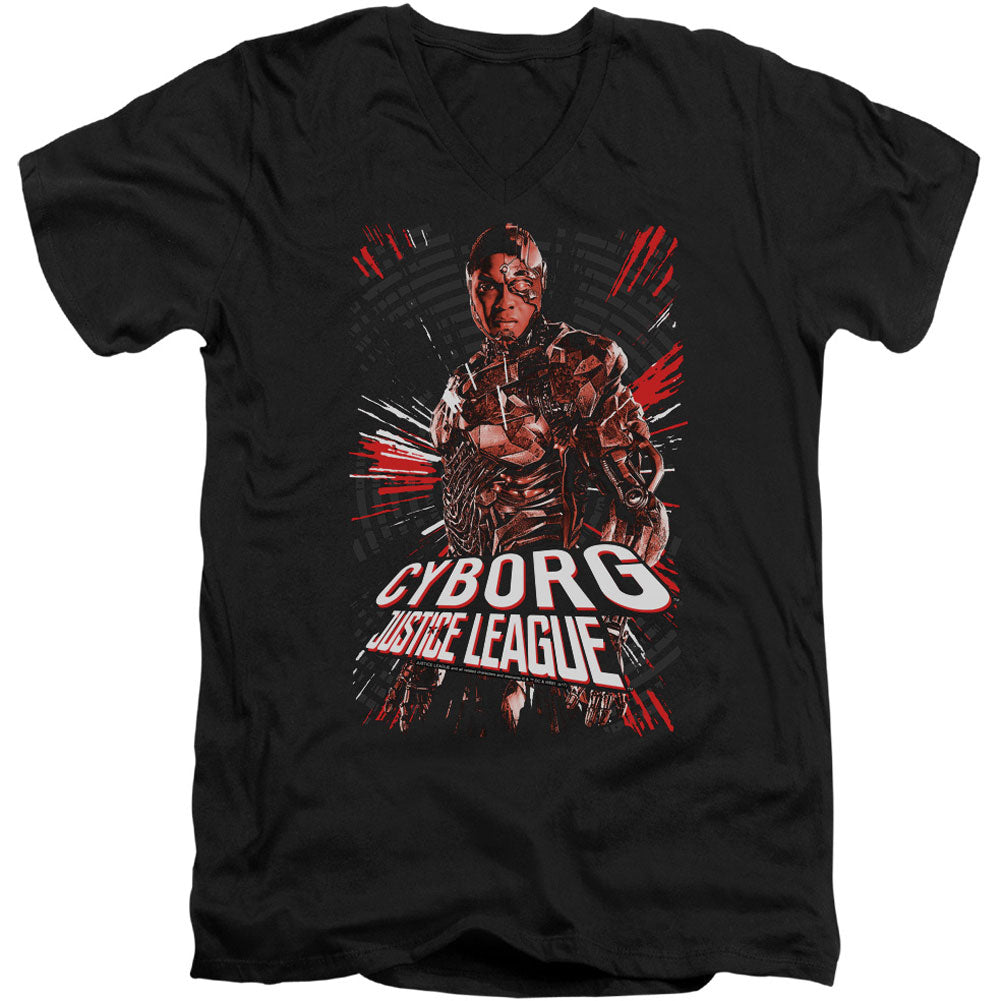 Justice League Cyborg Adult V-Neck Slim Fit T-shirt