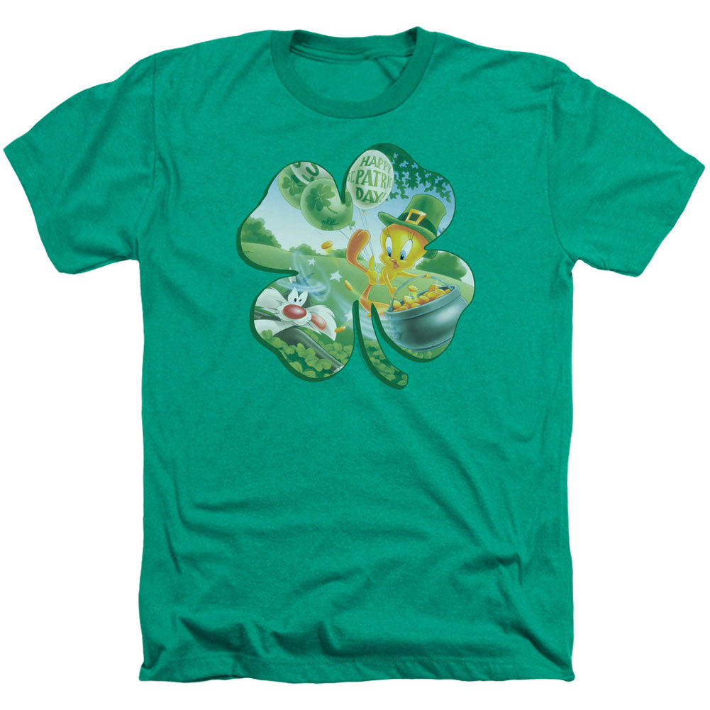 Looney Tunes Tweety Shamrock Adult Heather 40% Poly T-shirt