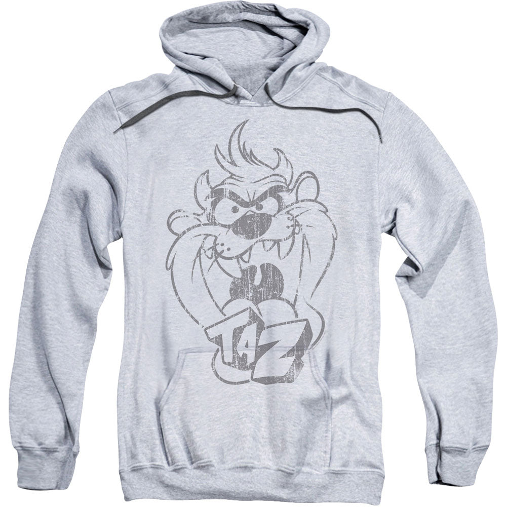 Looney Tunes Faded Taz Adult 25% Poly Hooded Sweatshirt