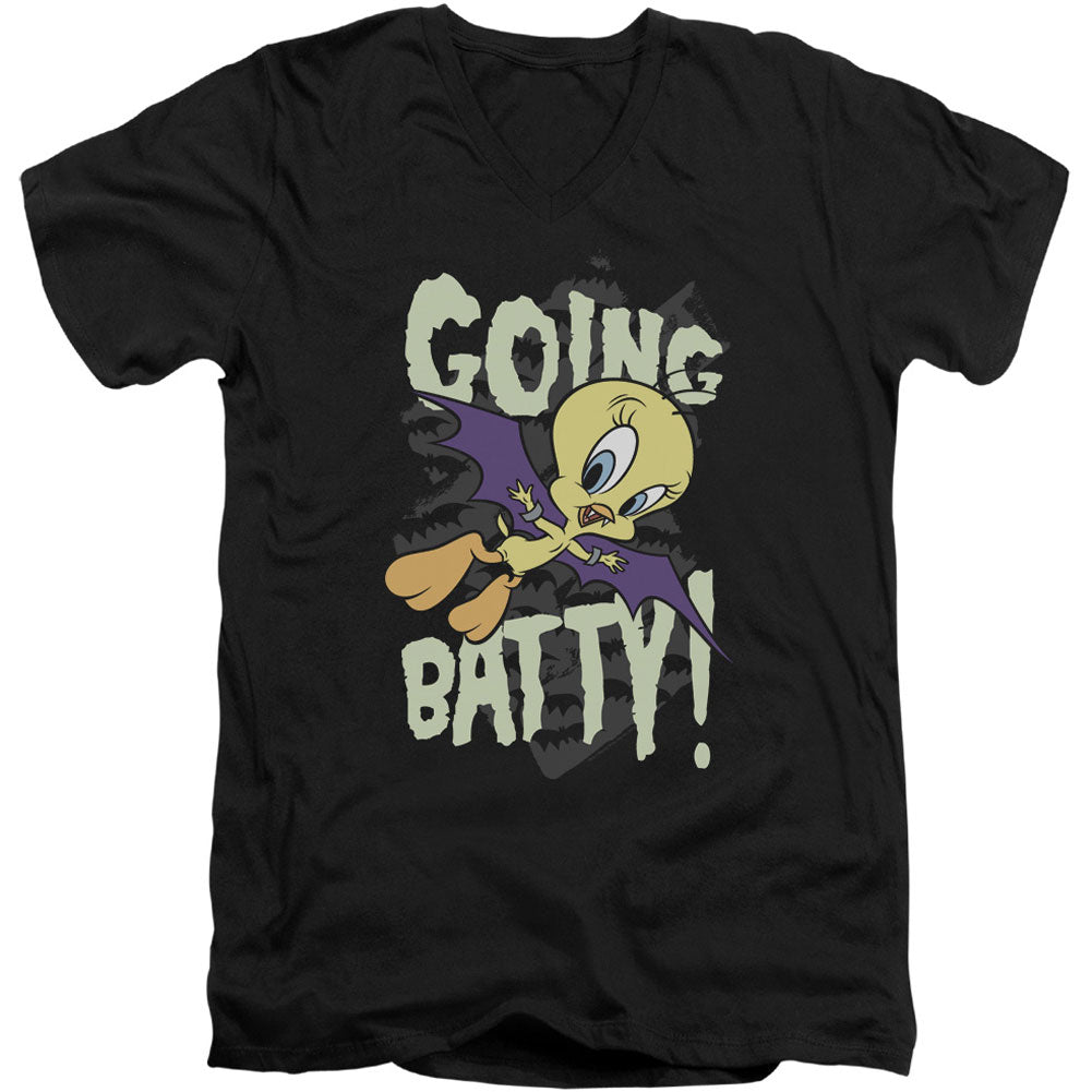 Looney Tunes Going Batty Adult V-Neck Slim Fit T-shirt