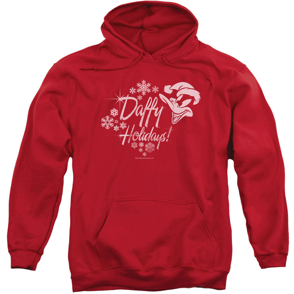 Looney Tunes Daffy Holidays Adult 25% Poly Hooded Sweatshirt