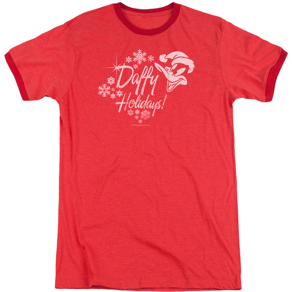 Looney Tunes Daffy Holidays Adult Ringer T-shirt