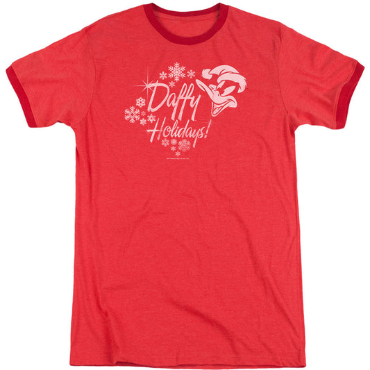 Looney Tunes Daffy Holidays Adult Ringer T-shirt