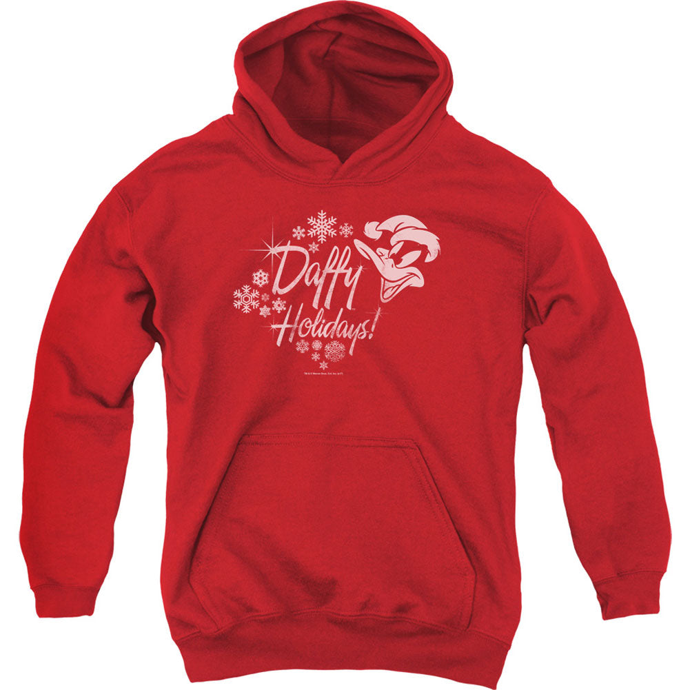 Looney Tunes Daffy Holidays Youth 50% Poly Hooded Sweatshirt