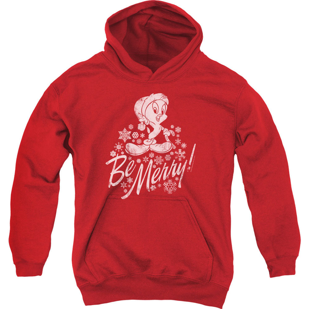 Looney Tunes Merry Tweety Youth 50% Poly Hooded Sweatshirt