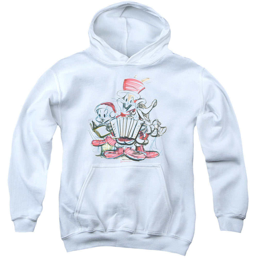 Looney Tunes Holiday Sketch Youth 50% Poly Hooded Sweatshirt