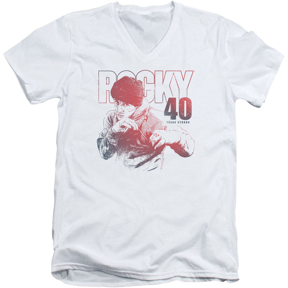 Rocky 40 Years Strong Adult V-Neck Slim Fit T-shirt
