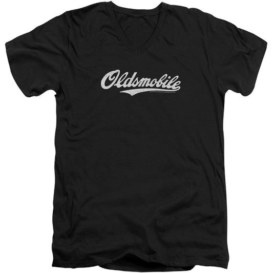 Oldsmobile Oldsmobile Cursive Logo Adult V-Neck Slim Fit T-shirt