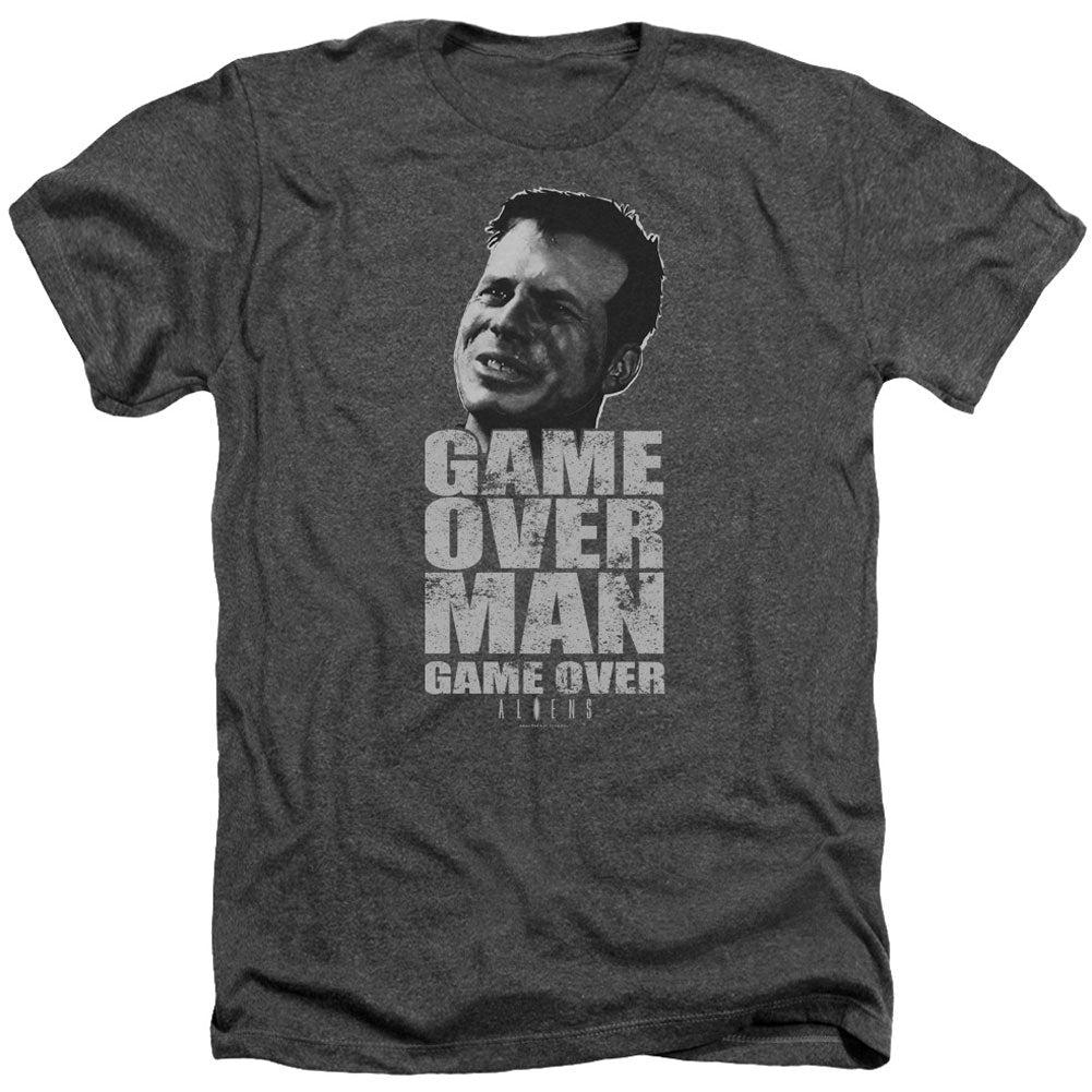 Alien Game Over Man Adult Heather 40% Poly T-shirt
