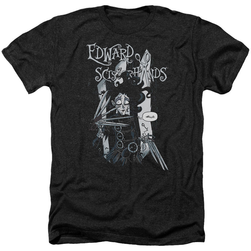 Edward Scissorhands Hello Adult Heather 40% Poly T-shirt