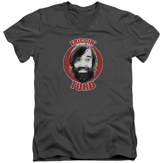 Last Man On Earth Friggin Turd Adult V-Neck Slim Fit T-shirt