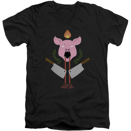 American Horror Story Pig Cleavers Adult V-Neck Slim Fit T-shirt