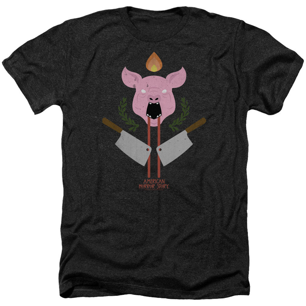 American Horror Story Pig Cleavers Adult Heather 40% Poly T-shirt