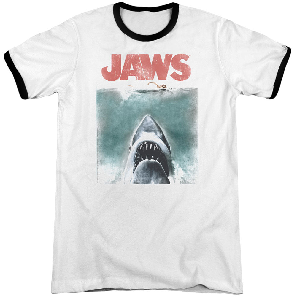 Jaws Vintage Poster Adult Ringer T-shirt