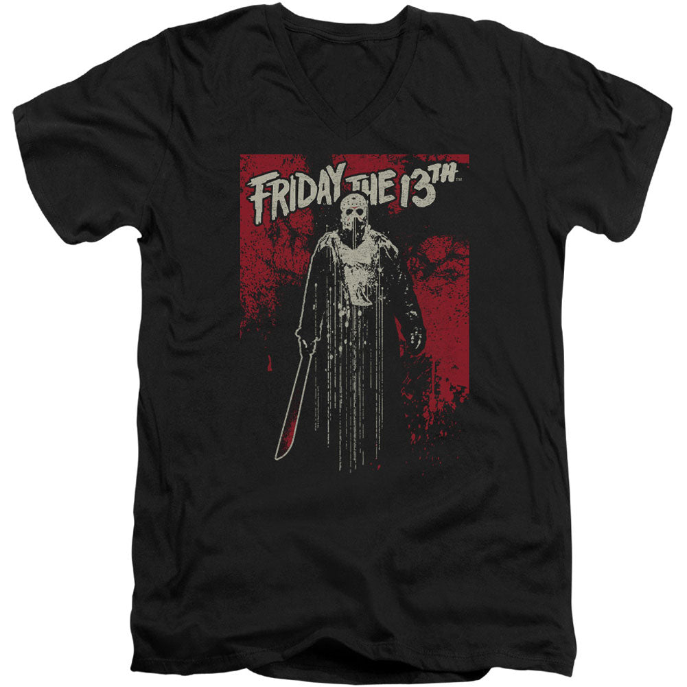 Friday The 13th Drip Adult V-Neck Slim Fit T-shirt
