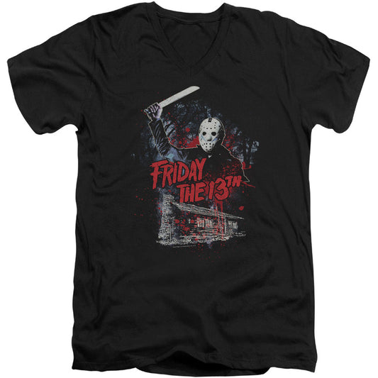 Friday The 13th Cabin Adult V-Neck Slim Fit T-shirt