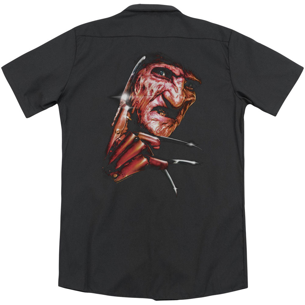 Nightmare On Elm Street Freddys Face (Back Print) Workshirt