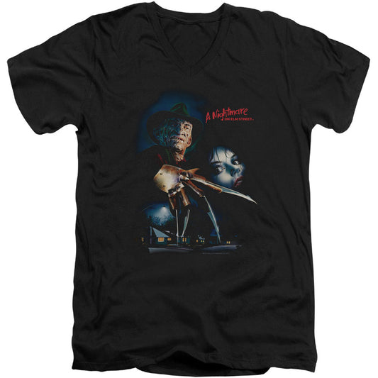Nightmare On Elm Street Elm Street Poster Adult V-Neck Slim Fit T-shirt
