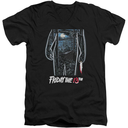 Friday The 13th 13th Poster Adult V-Neck Slim Fit T-shirt