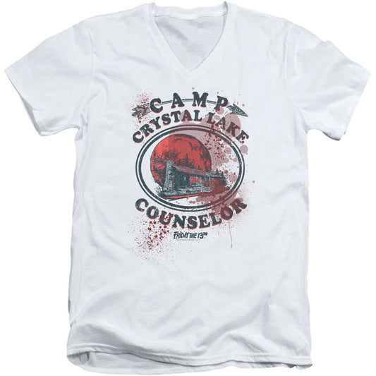 Friday The 13th Camp Counselor Victim Adult V-Neck Slim Fit T-shirt