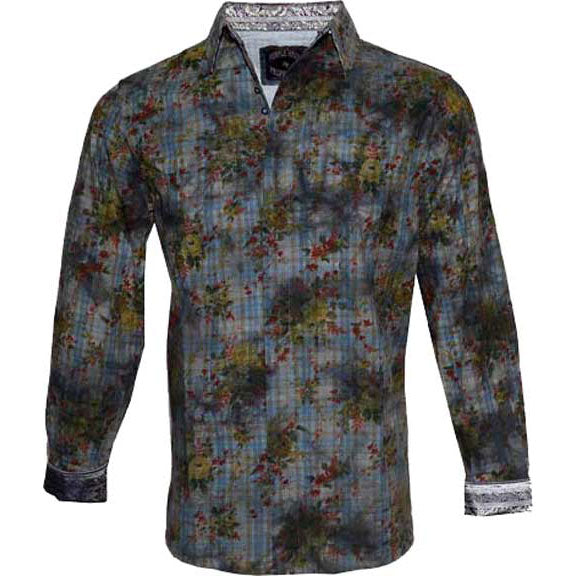 Rock Roll n Soul Fire Blu LS Button Up Shirt Dress Shirt