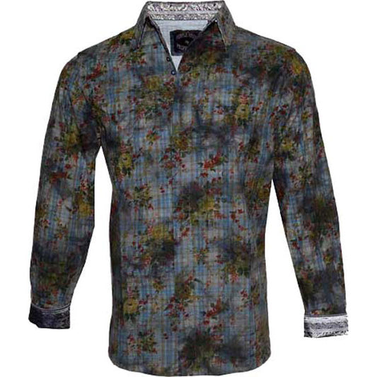 Rock Roll n Soul Fire Blu LS Button Up Shirt Dress Shirt