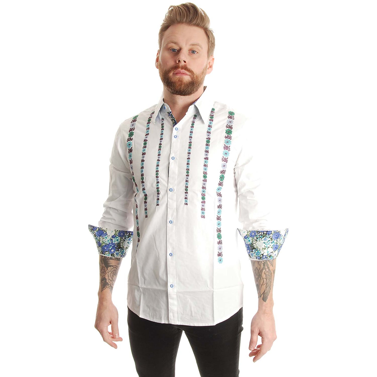 Rock Roll n Soul Purple Haze Wht LS Button Up Shirt Dress Shirt