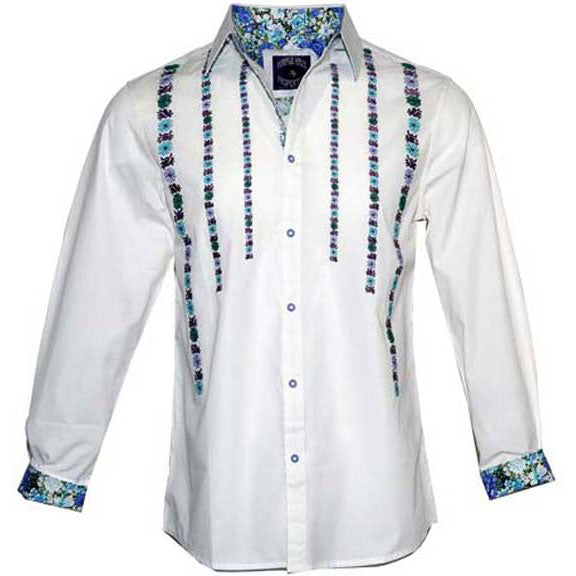 Rock Roll n Soul Purple Haze Wht LS Button Up Shirt Dress Shirt