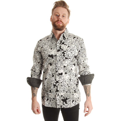Rock Roll n Soul Message To Universe Wht LS Button Up Shirt Dress Shirt