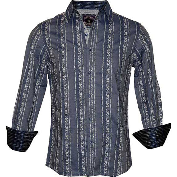 Rock Roll n Soul Who Knows Nvy LS Button Up Shirt Dress Shirt