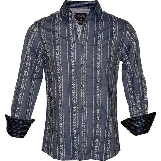 Rock Roll n Soul Who Knows Nvy LS Button Up Shirt Dress Shirt