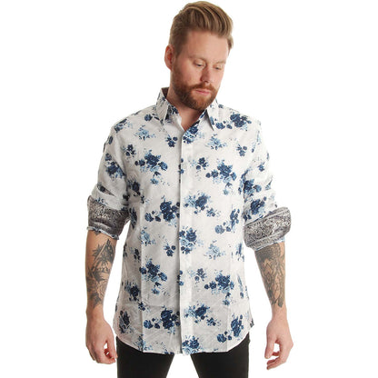 Rock Roll n Soul Crosstown Traffic Blu LS Button Up Shirt Dress Shirt