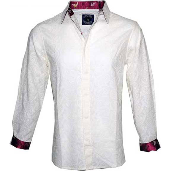 Rock Roll n Soul Fire II Wht LS Button Up Shirt Dress Shirt