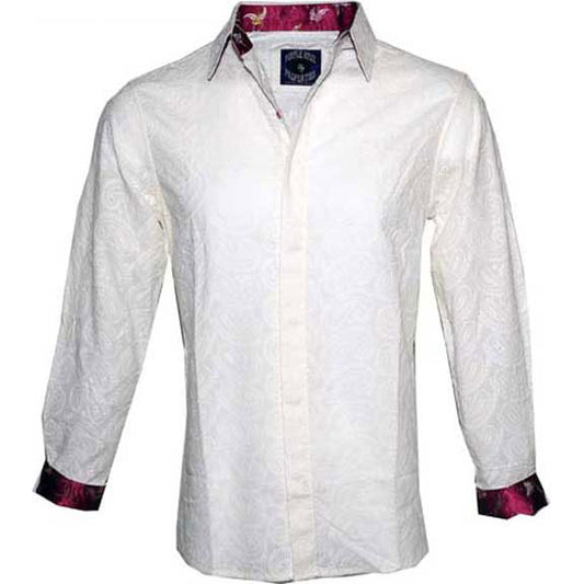 Rock Roll n Soul Fire II Wht LS Button Up Shirt Dress Shirt