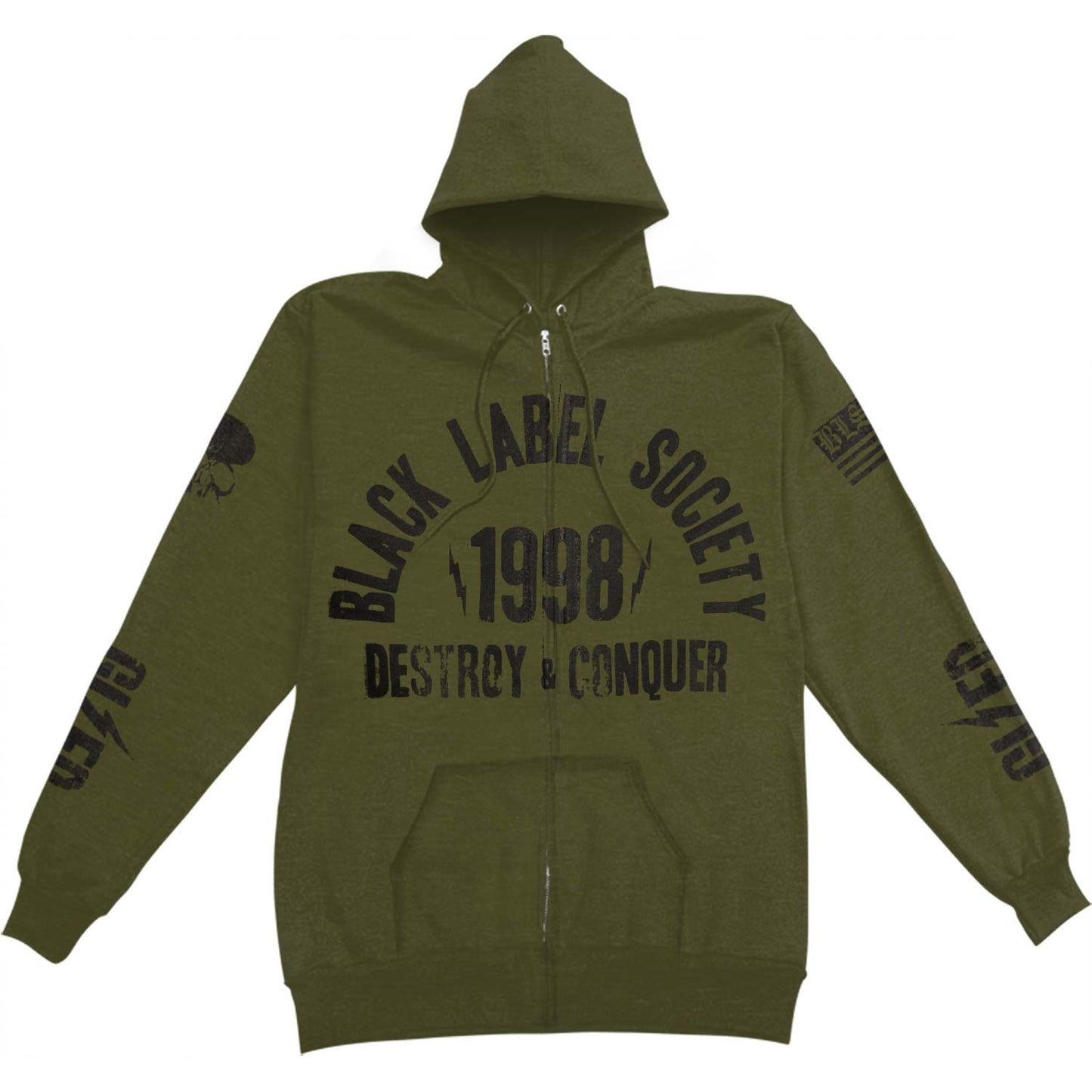 Black Label Society Destroy Conquer Army Hoodie Zippered Hooded Sweatshirt