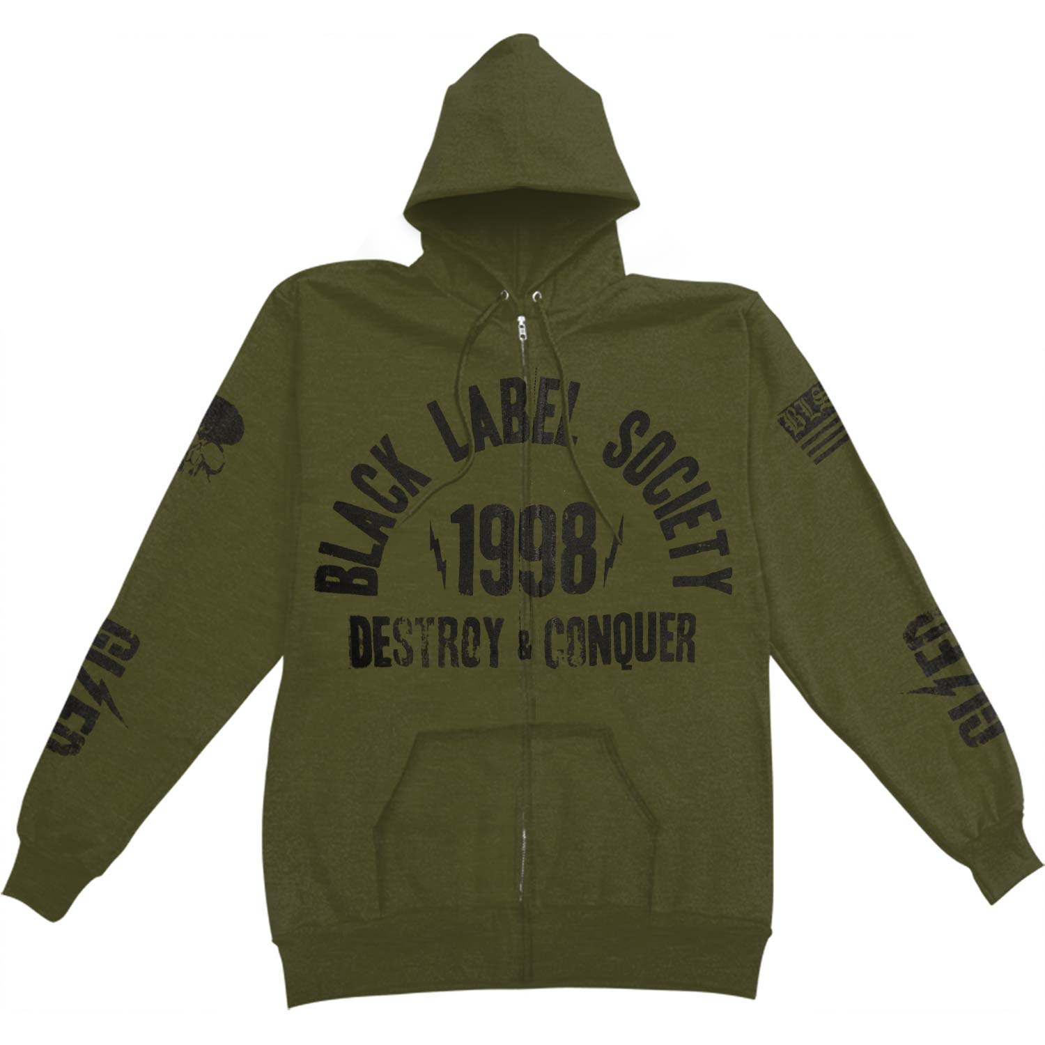 Black Label Society Destroy Conquer Army Hoodie Zippered Hooded Sweatshirt