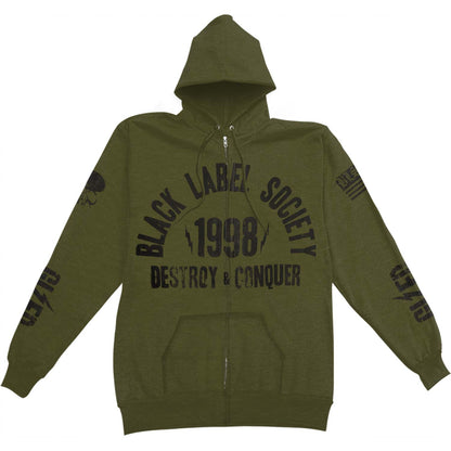 Black Label Society Destroy Conquer Army Hoodie Zippered Hooded Sweatshirt