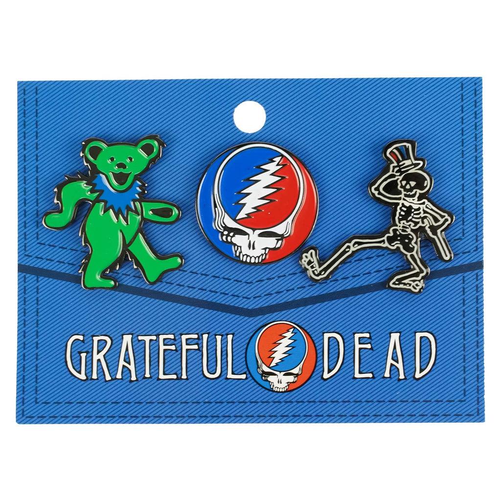 Grateful Dead 3-Pack Enamel Pins Pewter Pin Badge