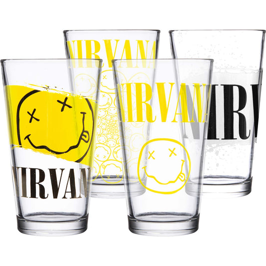 Nirvana Logos 4pc 16oz Pub Glass Sets Clear Glass Pub Glass Set