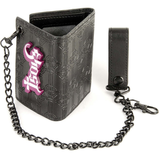 Ghost Wallet w/ Chain And Metal Badge Tri-Fold Wallet