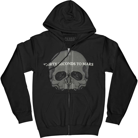 30 Seconds To Mars Skull Zipper Hoodie Zippered Hooded Sweatshirt